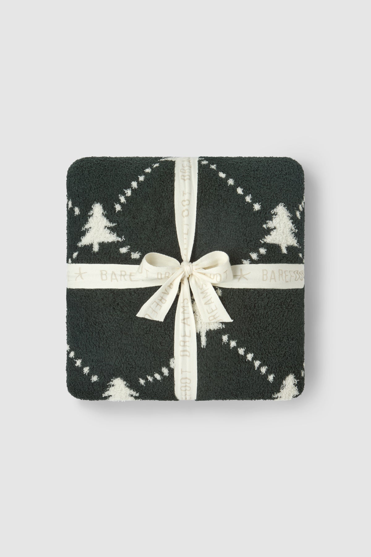 Barefoot Dreams CozyChic® Holiday Tree Blanket-Cream/Rainforest