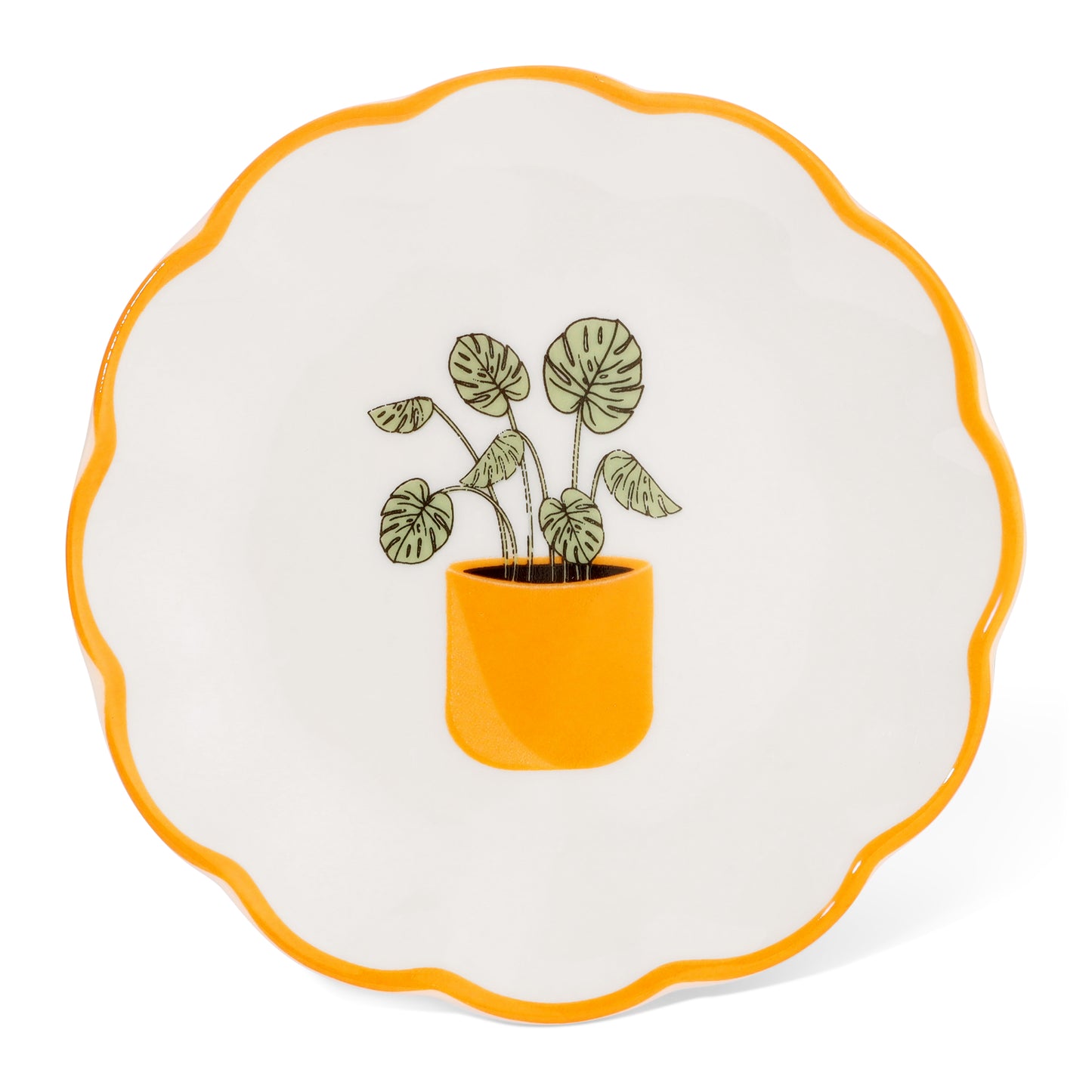 Lucky Feather Botanical Scalloped Dish-Plant