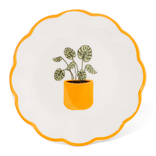 Lucky Feather Botanical Scalloped Dish-Plant