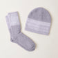 Barefoot Dreams CozyChic® Heather Stripe Beanie and Sock Set-Dove Gray