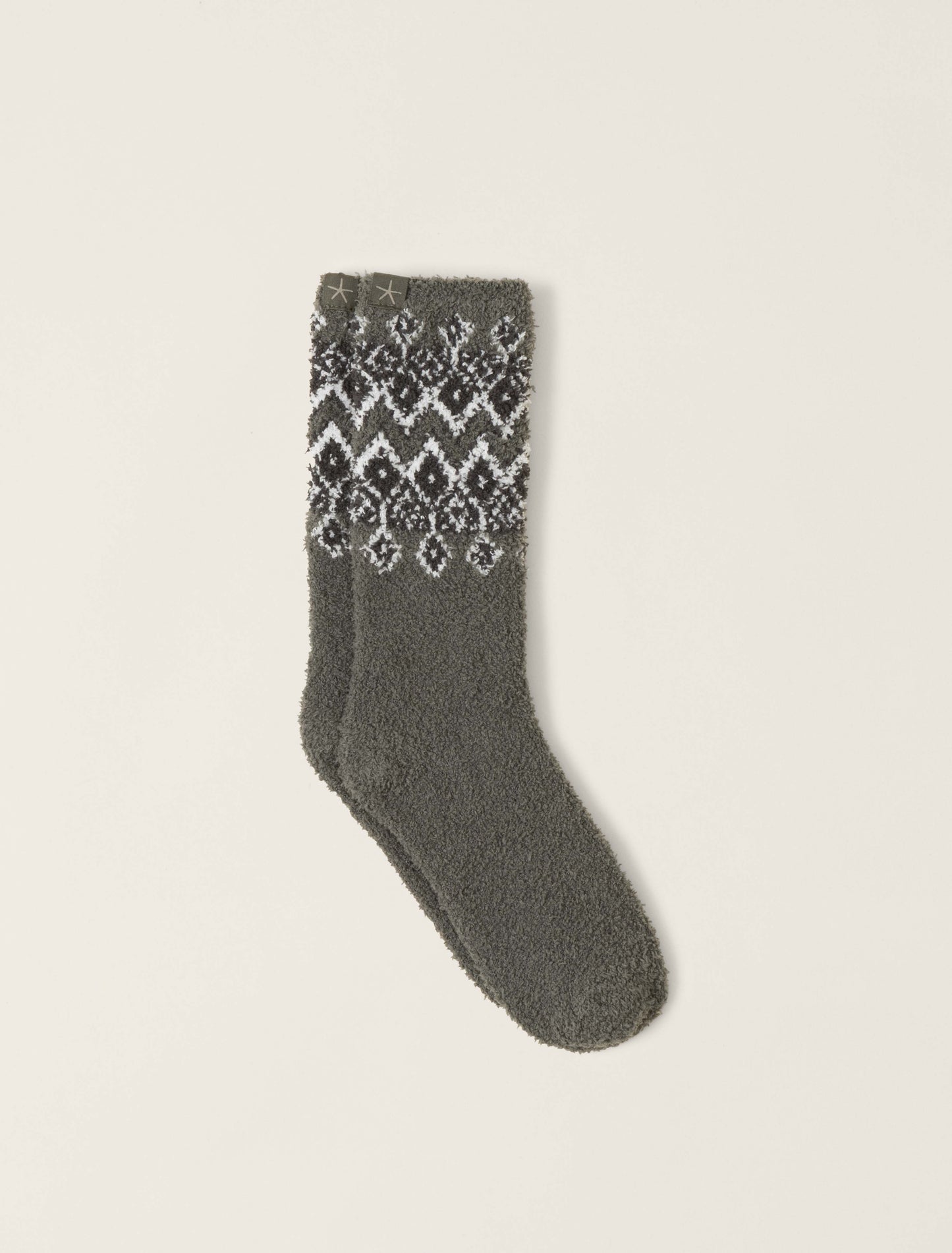 Barefoot Dreams CozyChic® Fair Isle Socks-Olive Branch