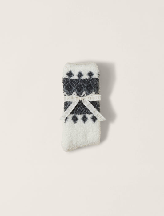 Barefoot Dreams CozyChic® Fair Isle Socks-Pearl Multi