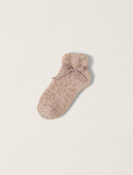 Barefoot Dreams CozyChic® Heathered Tennis Socks-Heathered Willow/White