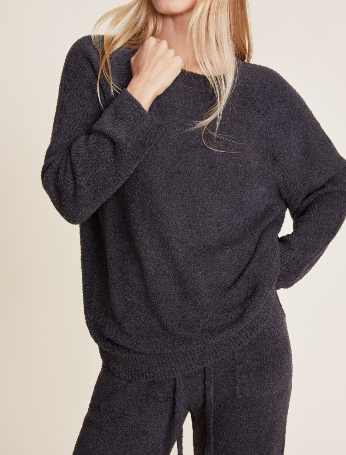 Barefoot Dreams CozyChic Lite® Rib Blocked Pullover-Carbon