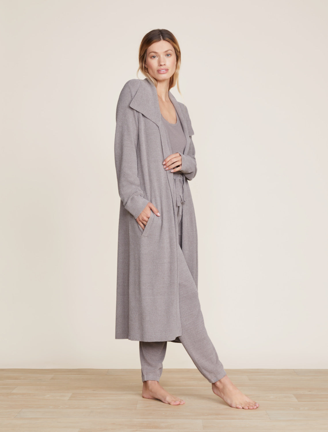 Barefoot Dreams CozyChic Ultra Lite® Wide Collar Long Cardigan-Pewter