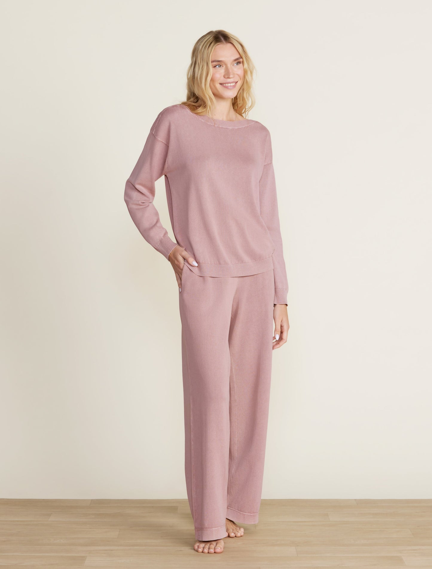 Barefoot Dreams Sunbleached Boatneck Pullover-Teaberry