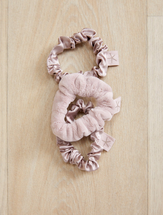 Barefoot Dreams LuxeChic® and Silk Scrunchie Set-Faded Rose