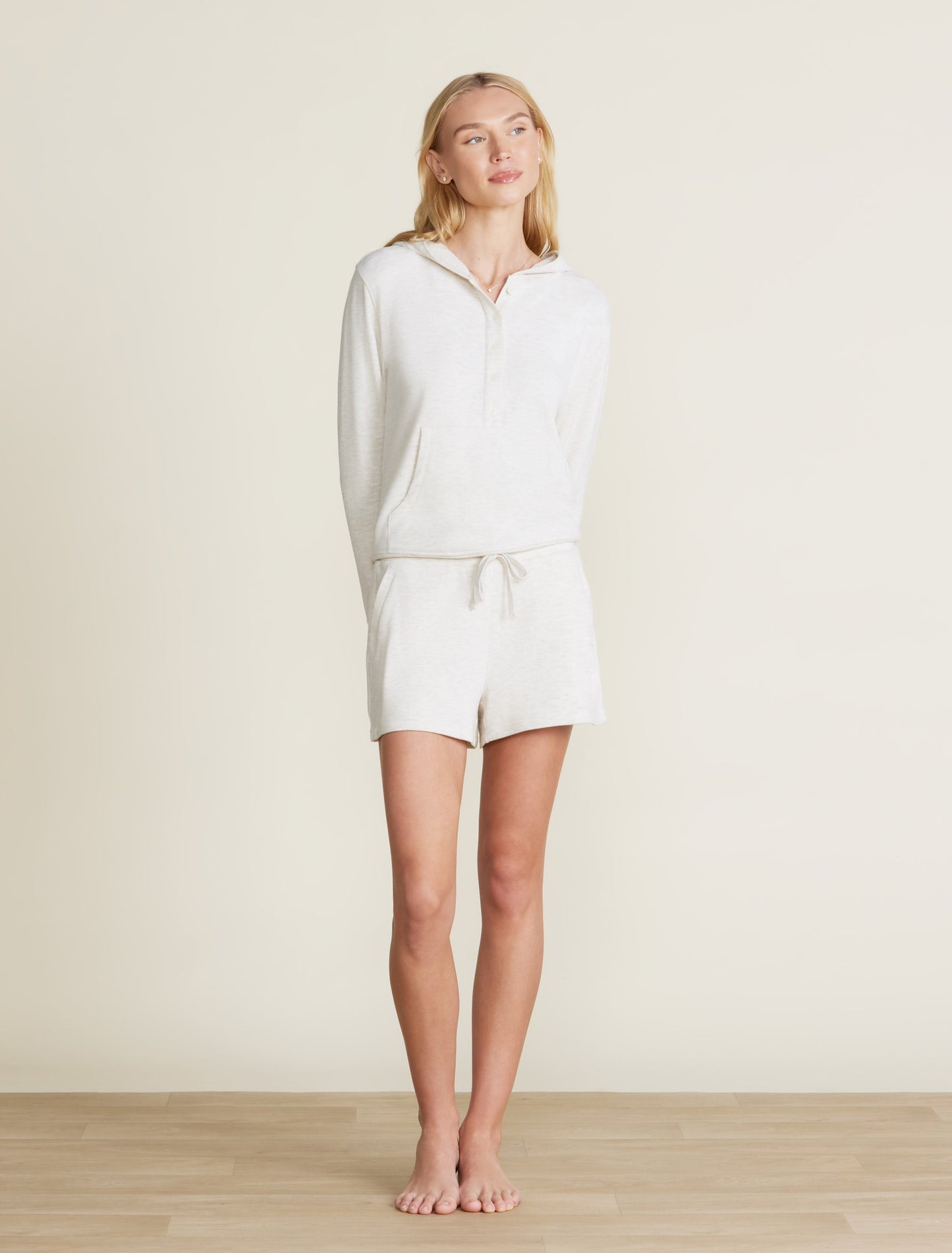 Barefoot Dreams Malibu Collection® Brushed Fleece Short-Heathered Stone