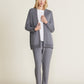 Barefoot Dreams Malibu Collection® Brushed Fleece Sweater Mix Cardigan-Coal