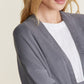 Barefoot Dreams Malibu Collection® Brushed Fleece Sweater Mix Cardigan-Coal