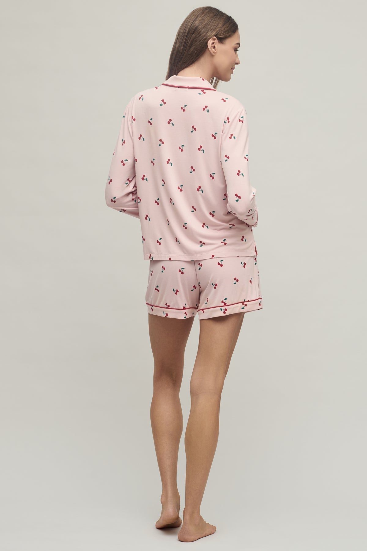 Barefoot Dreams Malibu Collection® Ultra Soft Jersey Womens Pajama Set- Cherry Print