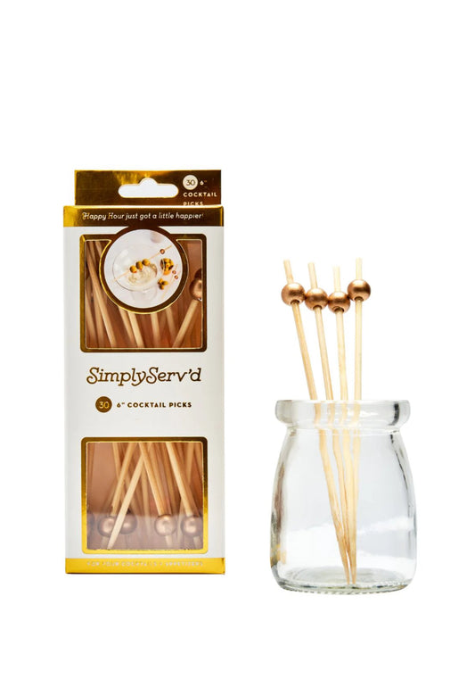 Sophistiplate 6” Wood Party Pick-Gold