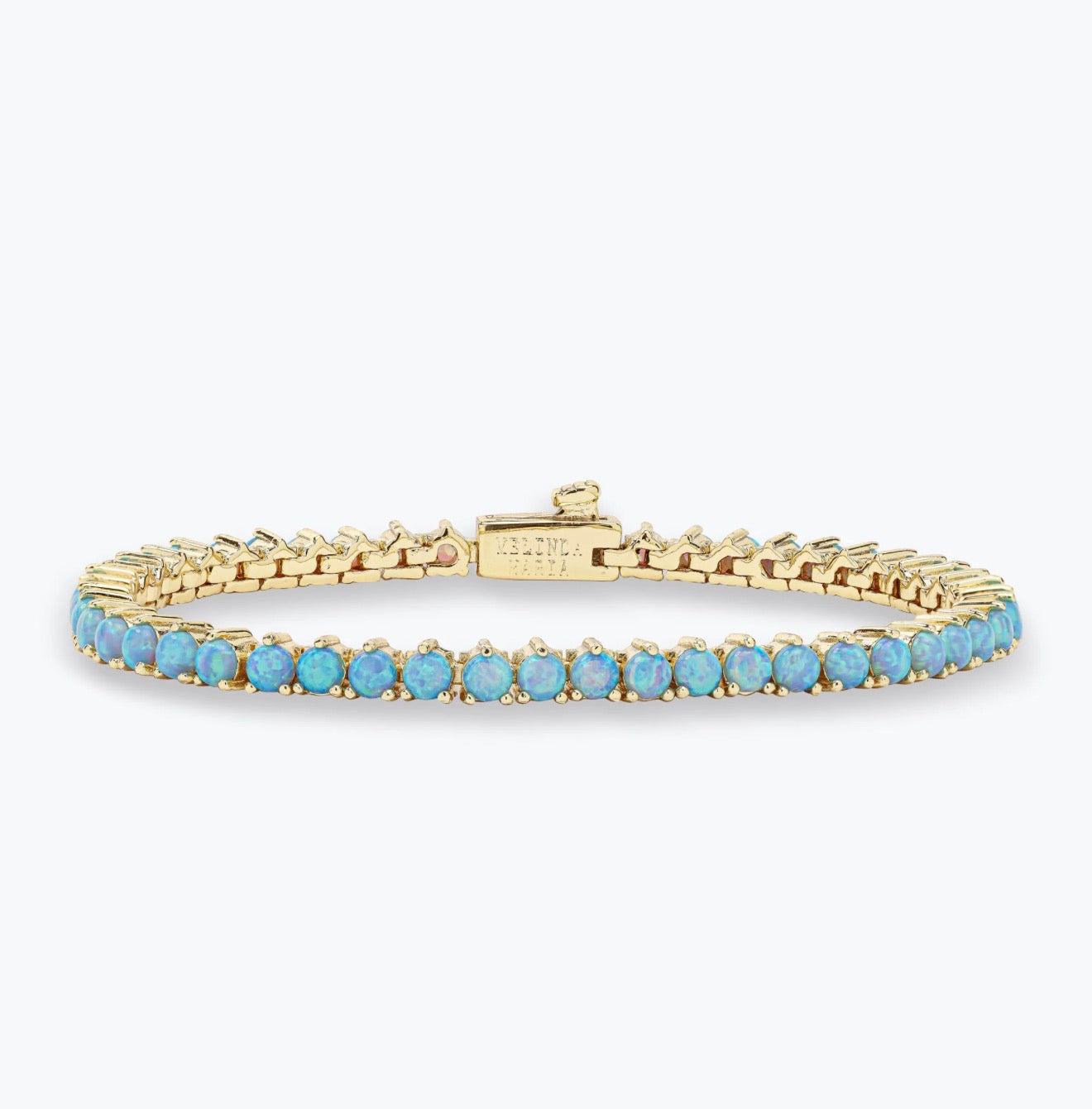 Melinda Maria “Not Your Basic” Tennis Bracelet-Gold/Blue Opal