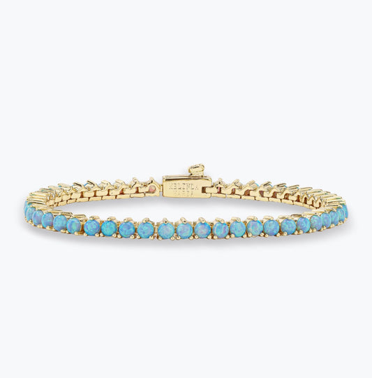 Melinda Maria “Not Your Basic” Tennis Bracelet-Gold/Blue Opal