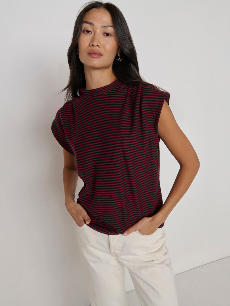 Nation LTD "Breanna" Top- Mini Truffle Stripe