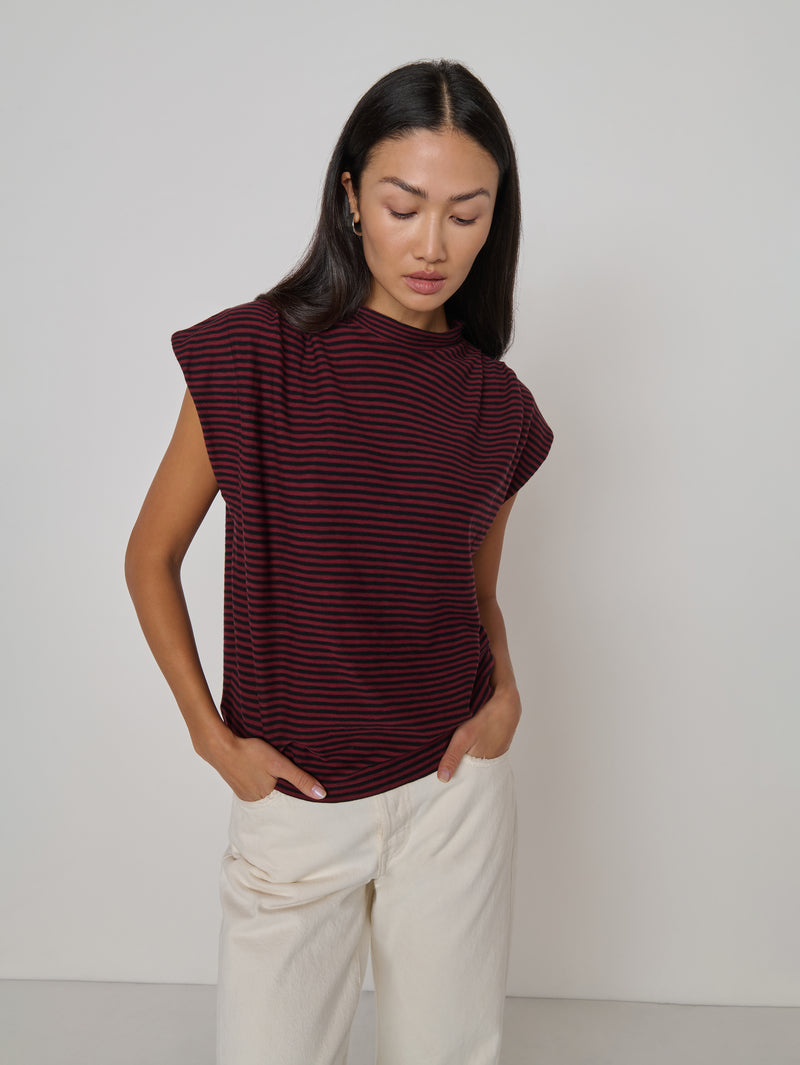 Nation LTD "Breanna" Top- Mini Truffle Stripe
