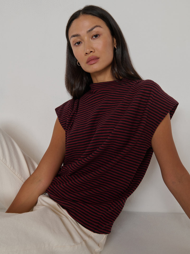 Nation LTD "Breanna" Top- Mini Truffle Stripe
