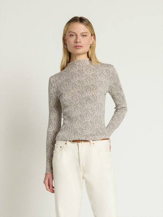 Nation LTD Brenna Mock Neck Top - Winter Pebble