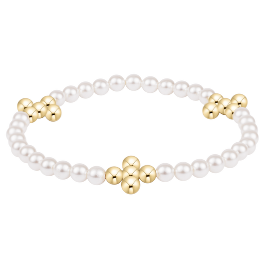 Enewton Beaded 4mm Gold “Signature Cross” 4mm Pearl Bracelet