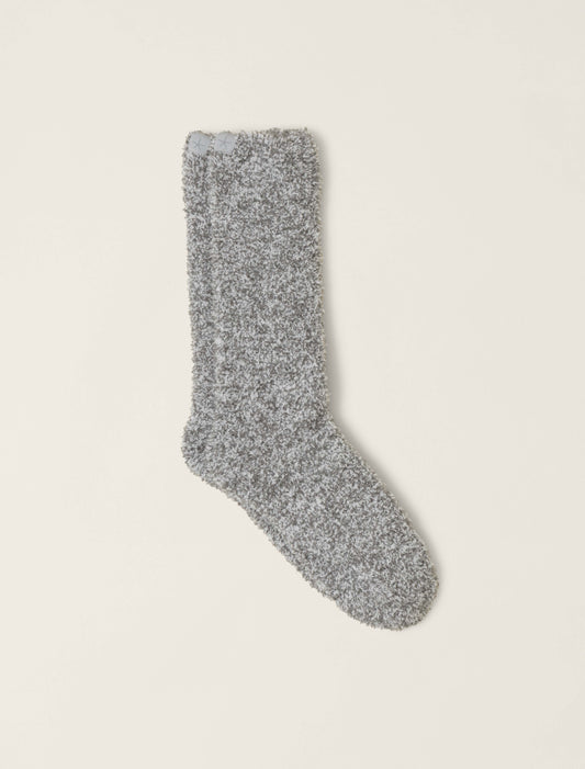 Barefoot Dreams CozyChic® Heathered Women's Socks- Moonbeam/White