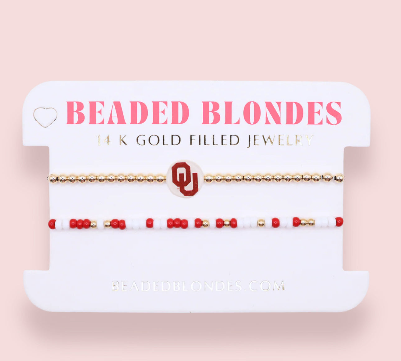 Beaded Blondes "OU/Sooners" Sprinkle Bracelet Stack-Standard 6.75"