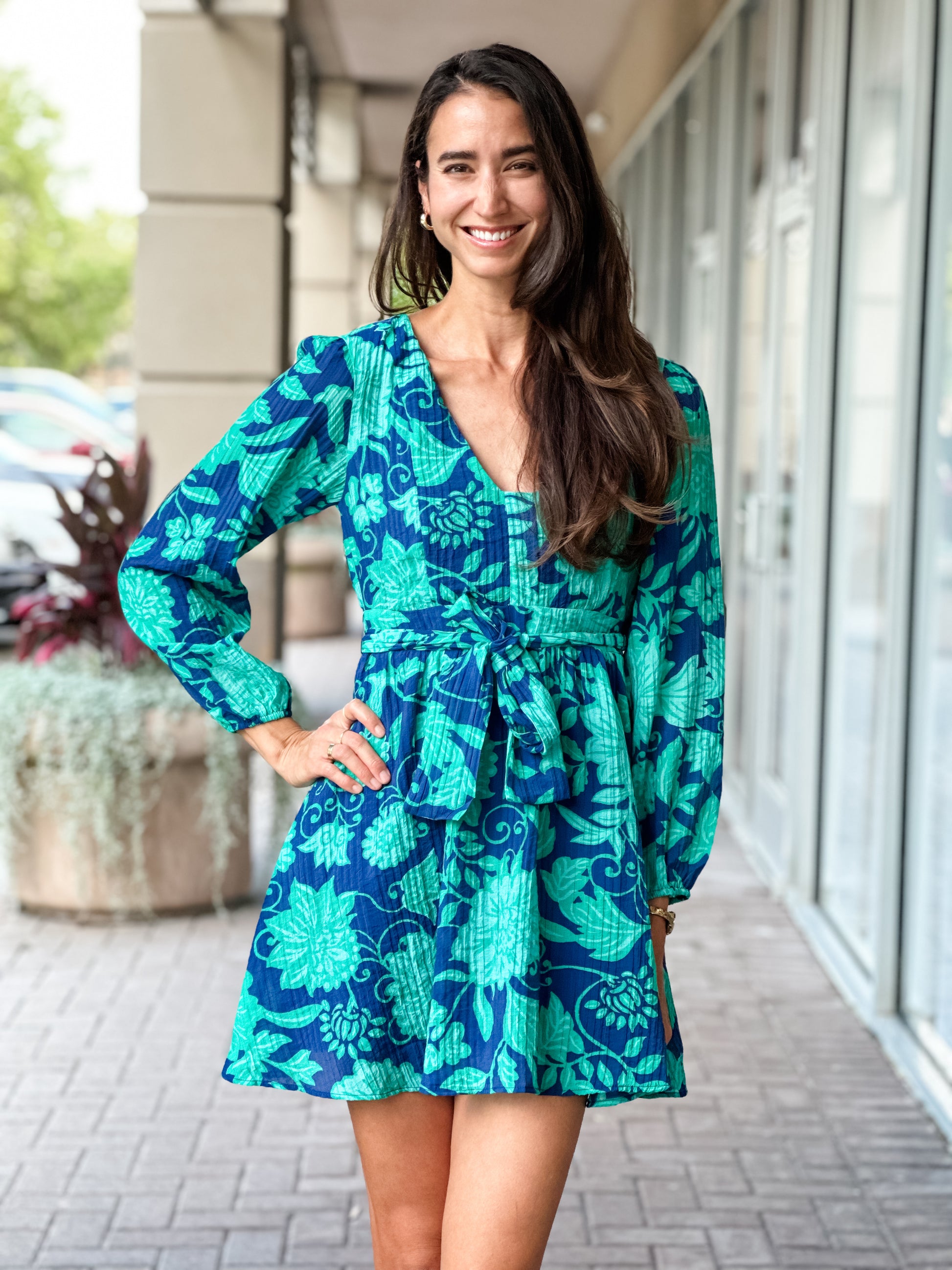 Mink Pink Connie Long Sleeve Mini Dress - Blue/Aqua Adelaide's Boutique Mink Pink Connie Long Sleeve Mini Dress - Blue/Aqua Adelaide's Boutique