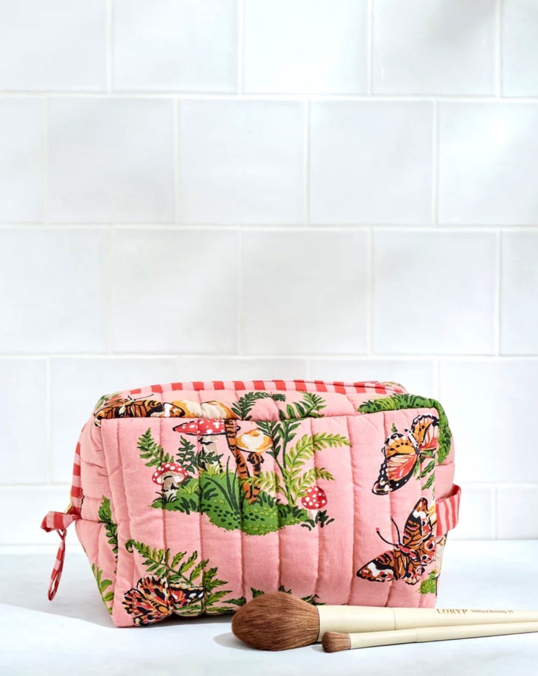Printfresh "Butterfly Forager" Quilted Pouch-Rosewood