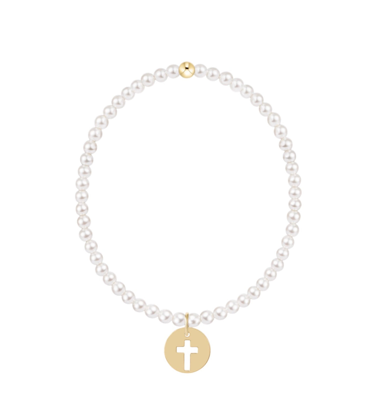 Enewton EGIRL “Classic Pearl” 3mm Bead Bracelet- Blessed Gold Disc