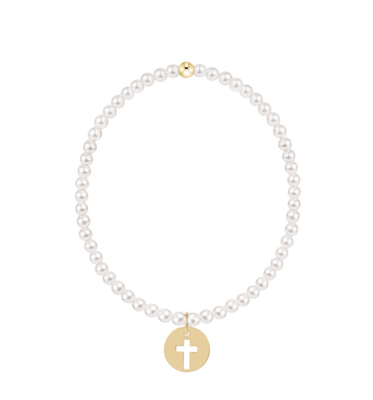 Enewton EGIRL “Classic Pearl” 3mm Bead Bracelet- Blessed Gold Disc