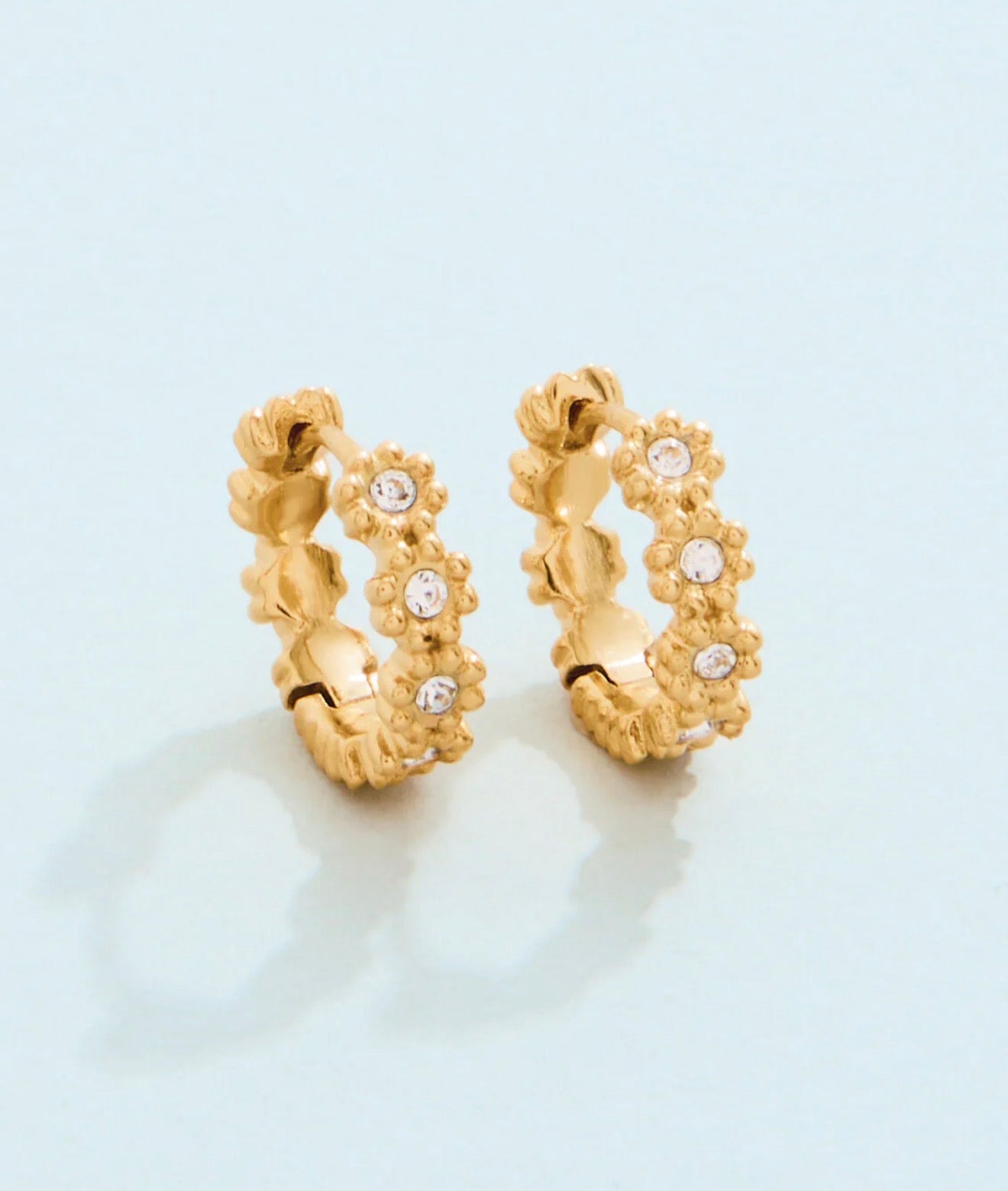 Spartina 449 SP Floret Hoop Earrings 15mm- Crystal