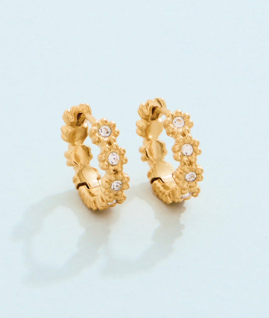 Spartina 449 SP Floret Hoop Earrings 15mm- Crystal
