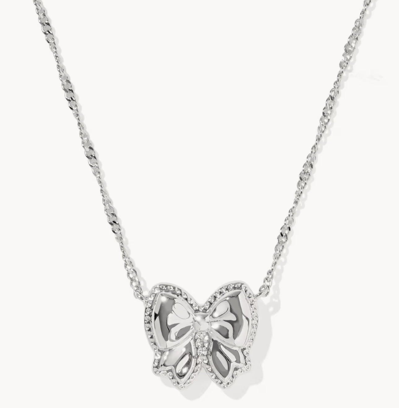 Kendra Scott Haley Bow Short Pendant Necklace-Silver Ivory MOP