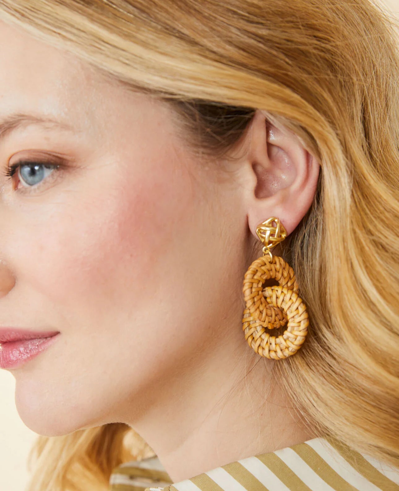 Spartina 449 Cane Wicker Ring Earrings-Brown