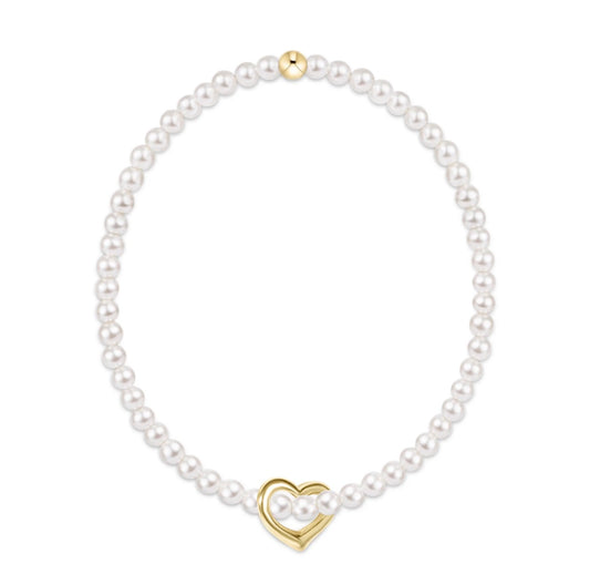Enewton EGIRL “Classic Pearl” 3mm Bead Bracelet- Love Gold Charm