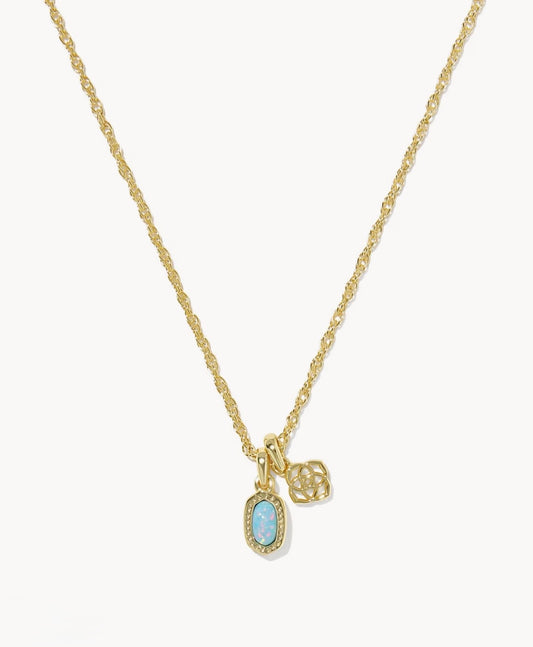 Kendra Scott Mini Elisa Dira Necklace-Gold/Lab Grown Blue Opal
