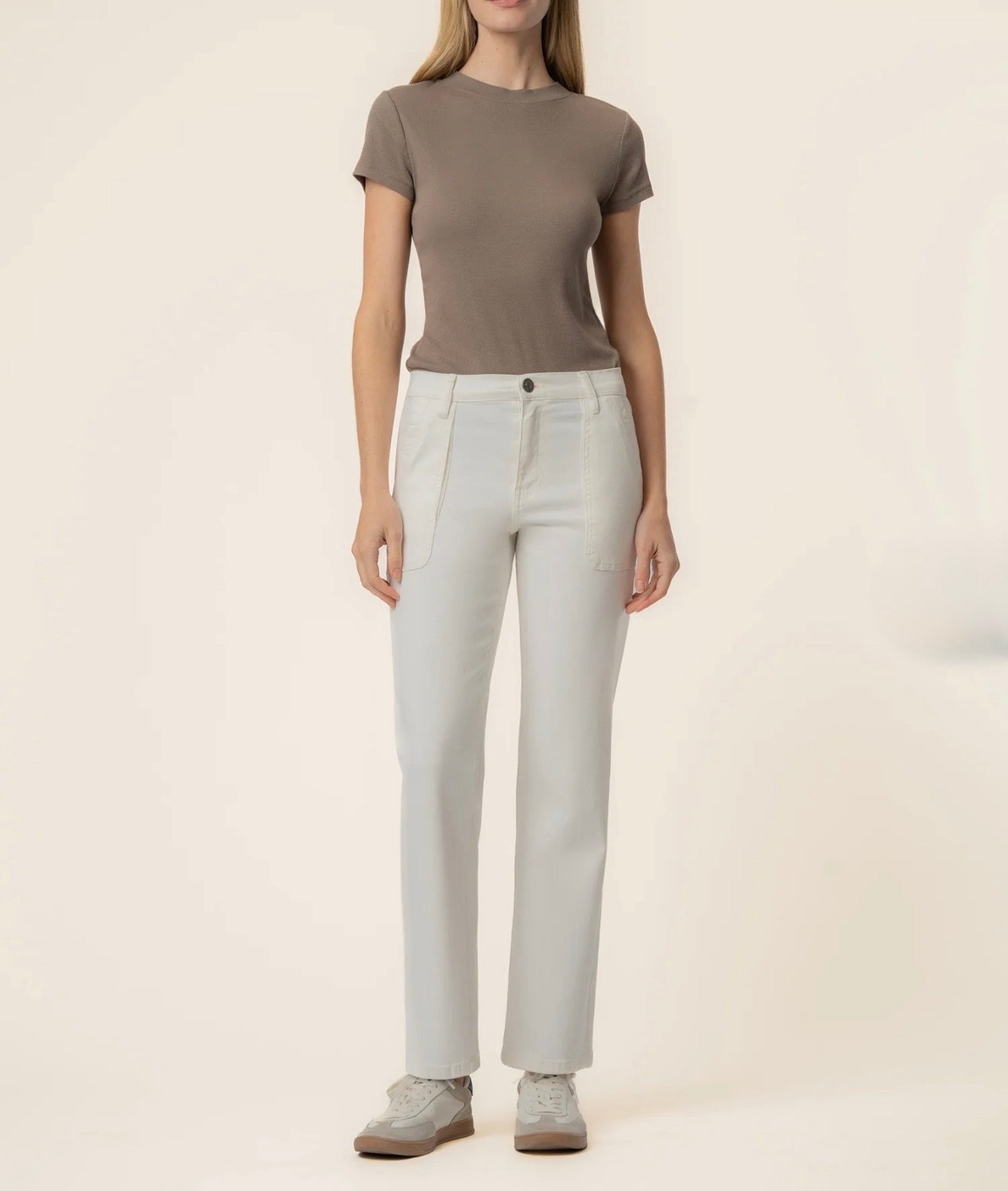 Kut from the Kloth “Avery” High Rise Easy Straight Leg - Ivory