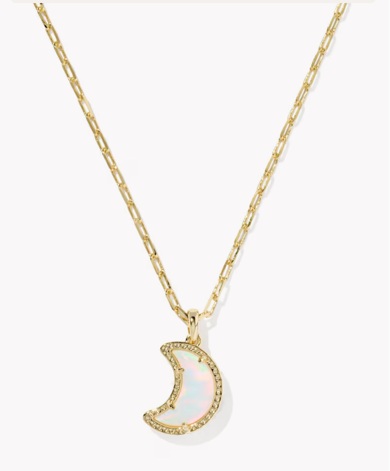 Kendra Scott Moon Short Pendant Necklace-Gold White Opalescent Resin