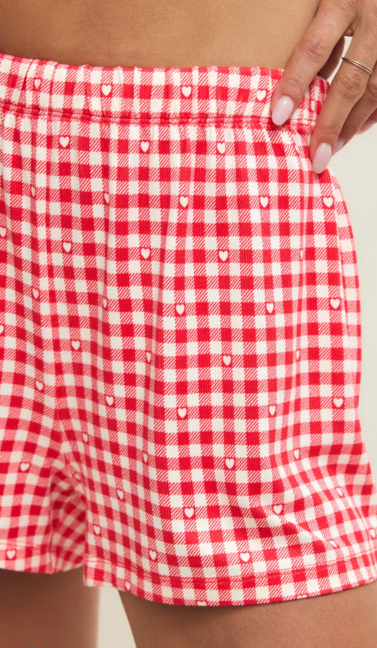Z Supply Rosie Gingham Short - Kiss Me Red