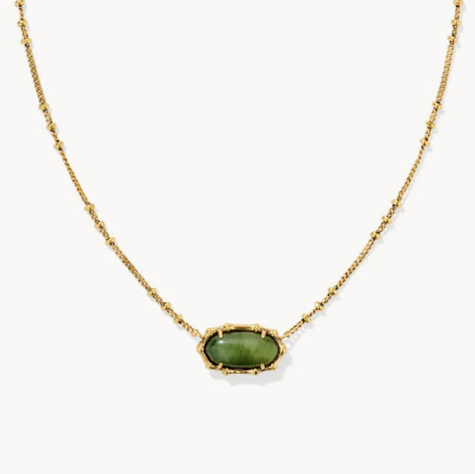 Kendra Scott Elisa Bamboo Pendant Necklace-Gold Sage Serpentine
