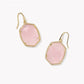 Kendra Scott Daphne Pave Frame Drop Earring- Gold Rose Quartz