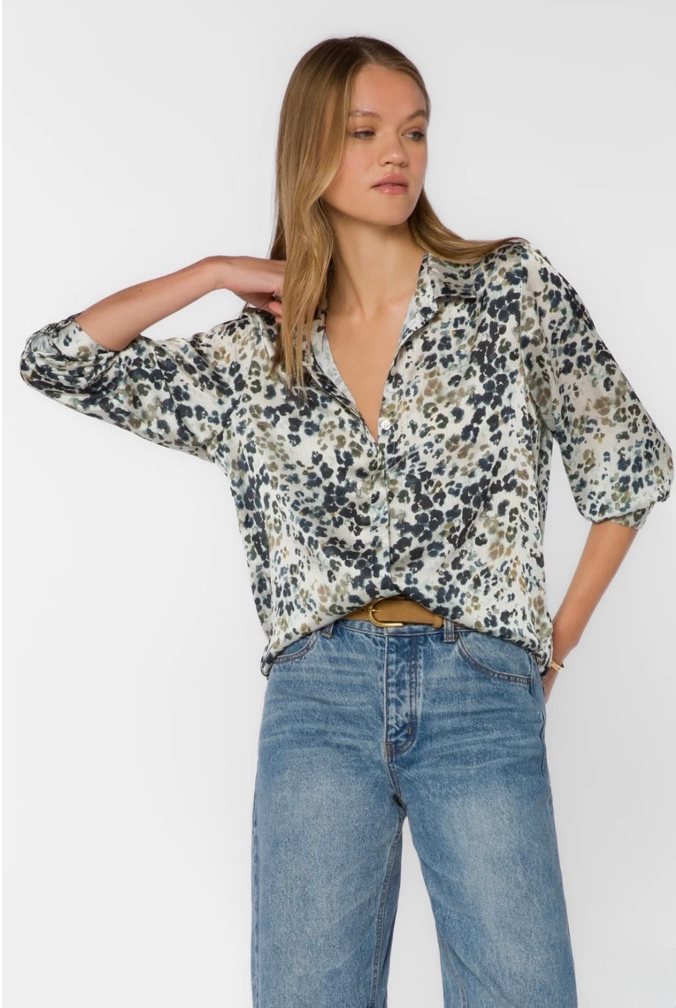 Velvet Heart "Natalie" Top-Handpainted Leopard