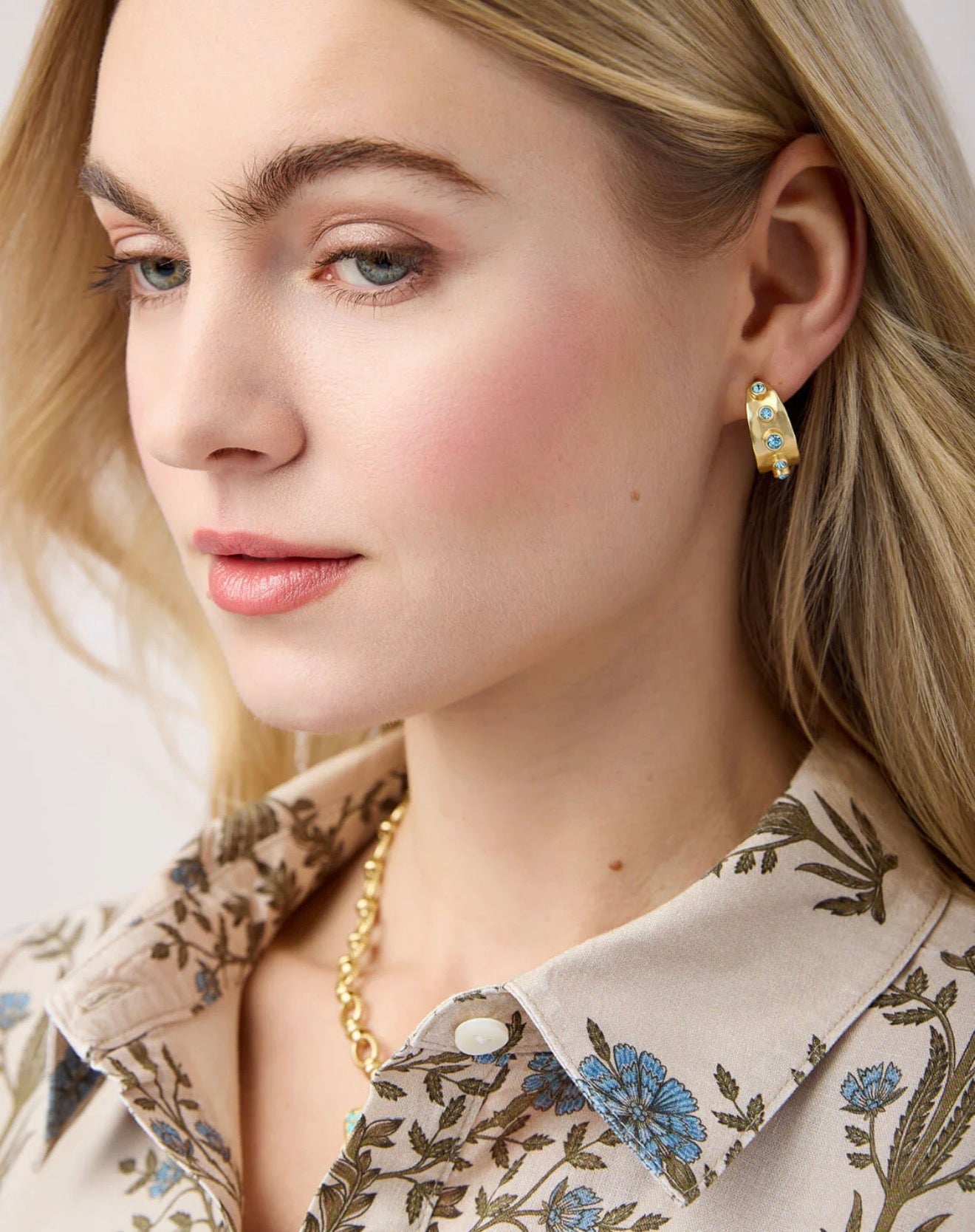 Spartina 449 Estate Petite Hoop Earrings-Blue
