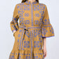 Uncle Frank Cross Stitched Dress-Gold/Blue