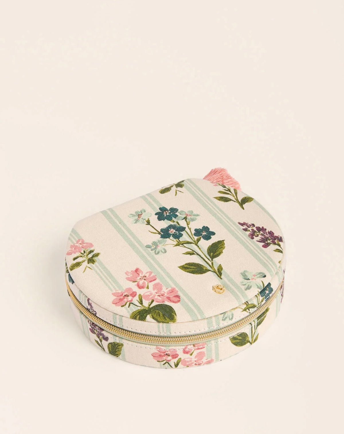 Spartina 449 Large Round Jewelry Travel Case-Blooming Stripe