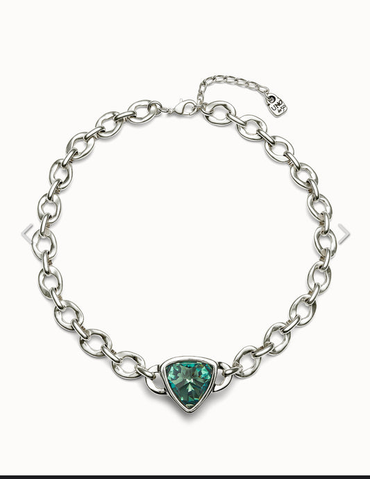 Uno de 50 "Be a Chameleon" Short Necklace-Silver/Green