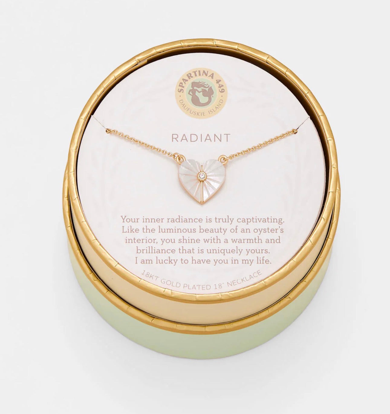 Spartina 449 Sea La Vie 18” Necklace-Radiant/MOP Heart-Gold