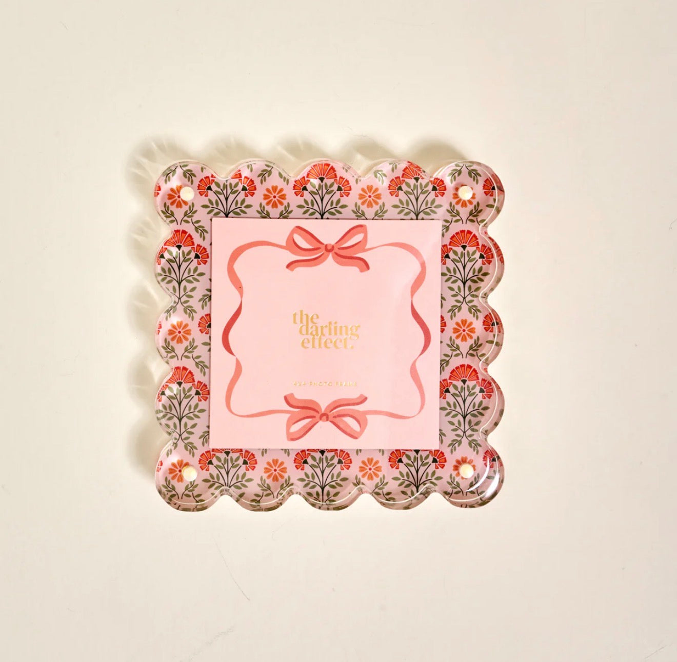 The Darling Effect Square Scalloped Acrylic Frame-Everbloom Dusty Rose