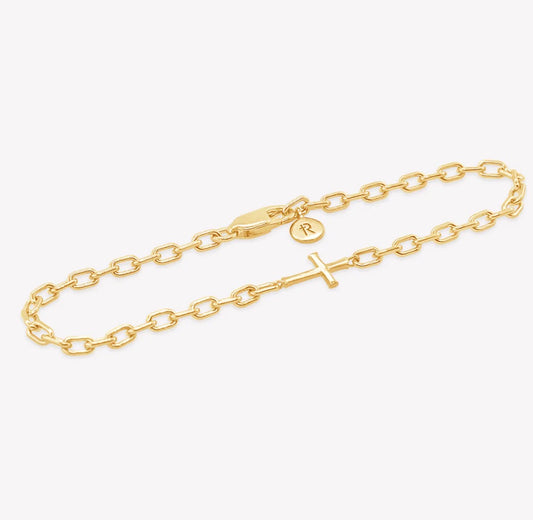 Rizen Mini Chain Breaker Cross Bracelet-Gold