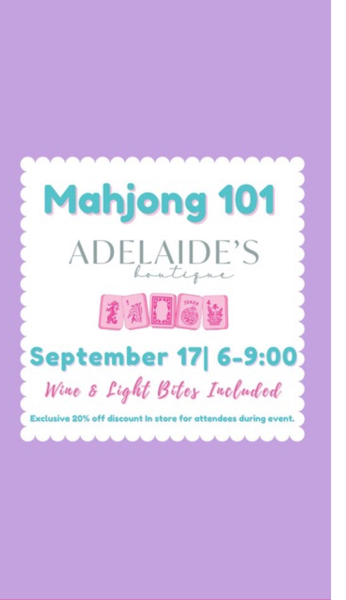 Mahjong Events- September 17th & 24th