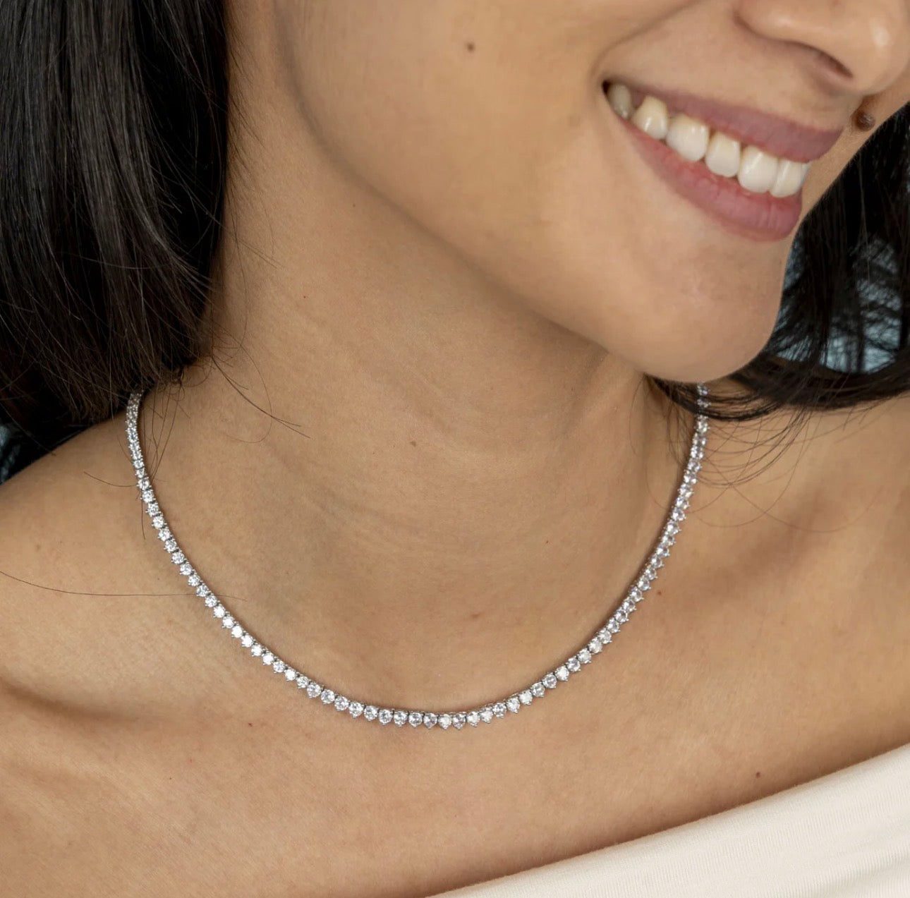 LeMel Graduated CZ Tennis Necklace-silver